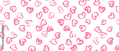 Pink sketched heart icon. Hand-drawn love doodle symbol, scribble romantic silhouette, cute brush stroke retro heart sign, vintage sketchy wedding design
