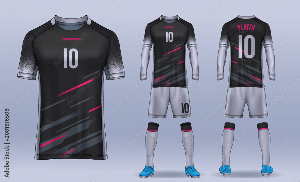 Obraz premium t-shirt sport design template, Soccer jersey mockup for football club. uniform front and back view. 