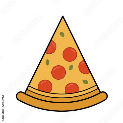 Flat illustration of a pepperoni pizza slice
