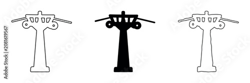 Tableau sur toile Set of three stylized icons representing a power line pylon in outline, solid, a