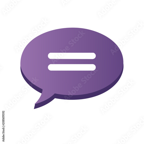 Purple speech bubble with equals sign icon