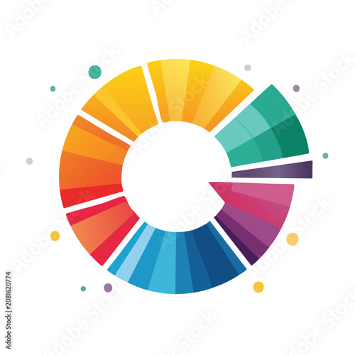 Flat design color wheel with gradient segments