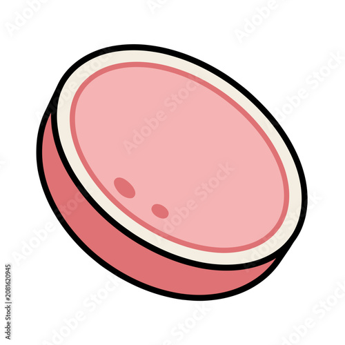 Pink Ham Slice Vector Illustration