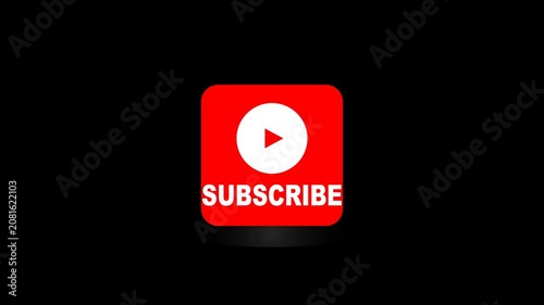 Red Subscribe Button Graphic Icon with Play Arrow Symbol for Social Media and Online Video Streaming