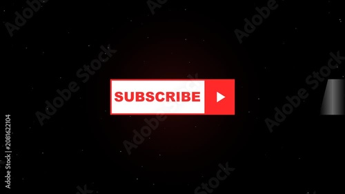 Red subscribe button with notification bell icon on a dark background