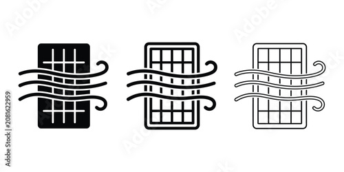 Cuadro en lienzo Air filter ventilation icon silhouette vector, bold outline and line art design