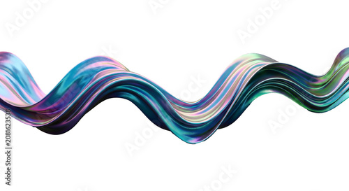 Abstract holographic iridescent wavy ribbon texture with holographic iridescent abstract gradient on Isolated transparent background png. generated with AI