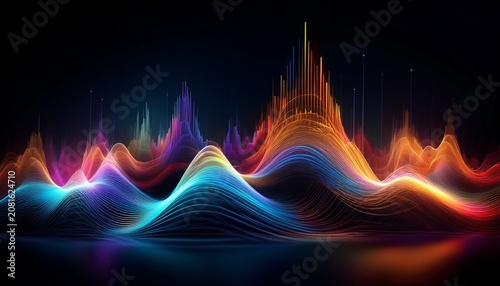 Abstract Image Of Sound Waves Moving In The Dark Sound Waves Dark Abstract Audio Frequency Waveforms Volume