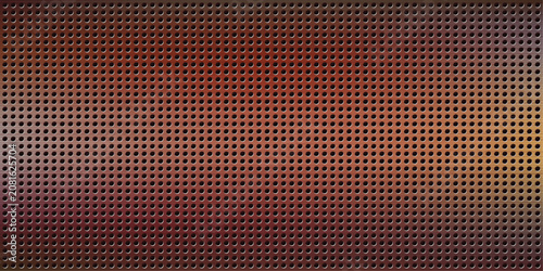 Fotografie Realistic brown perforated metal plate texture with round holes