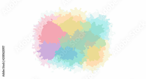 A pastel-colored abstract pattern composed of irregular interlocking shapes on a white background