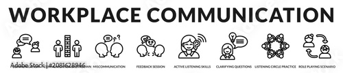 Fotografía Workplace communication collection highlighting effective dialogue, active liste