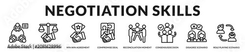 Fotografie Negotiation skills collection showcasing constructive agreements, consensus buil