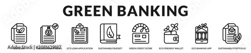 Photos Green banking collection featuring eco loans, sustainable budgeting, digital ban