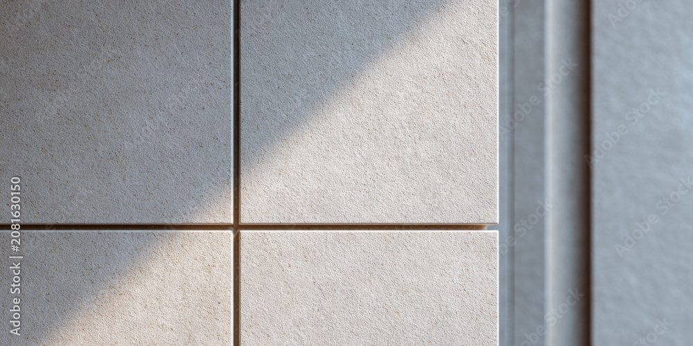 Fototapeta premium Close up of beige stone tile wall