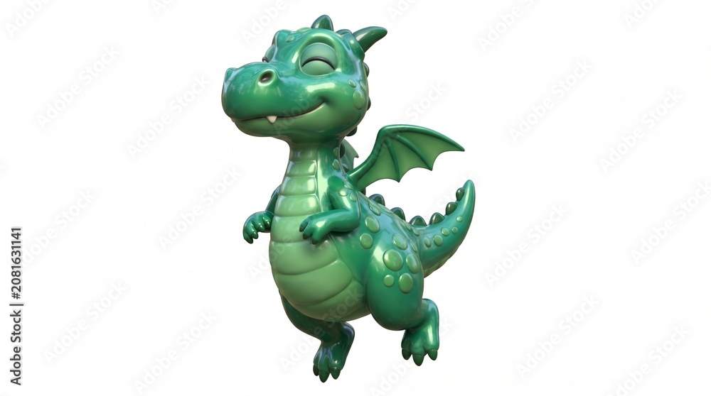 Fototapeta premium 3d Cartoon Dragon Character with Glossy Texture and Wings