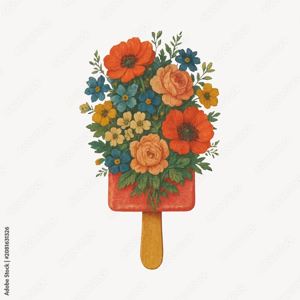 Fototapeta premium Floral bouquet popsicle illustration