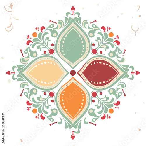 Decorative floral ornament with four petals