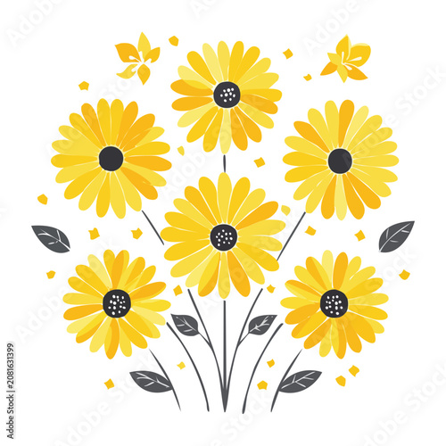 Flat design sunflower vector illustration