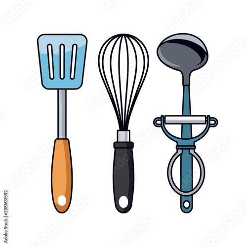 Kitchen Utensils: Spatula, Whisk, and Peeler