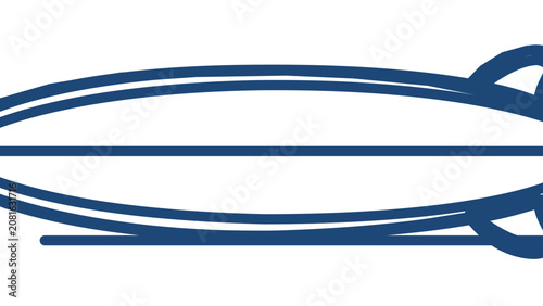 A clean flat vector line icon of a minimalist surfboard, ideal for surf school branding, beach activity apps, and summer travel guides.