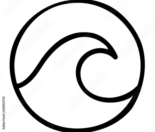 A clean flat vector line icon of a rolling ocean wave, useful for marine weather apps, surf reports, and coastal travel promotions.