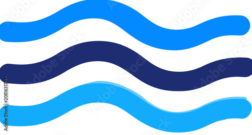 A clean flat vector line icon of a minimal sea wave, suited for resort branding, marine education materials, and coastal map legends.