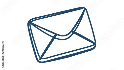 Hand drawn envelope vector icon illustration, tilted outline mail symbol for email, newsletter, contact forms, digital correspondence, postal messaging, clean scalable communication design