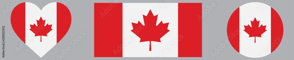Fototapeta premium Canadian flag in heart rectangle and circle. Canadian flag in heart rectangle and circle for patriotic themes