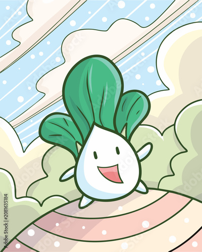 Quadro su tela Cute bok coy cartoon character feeling so happy