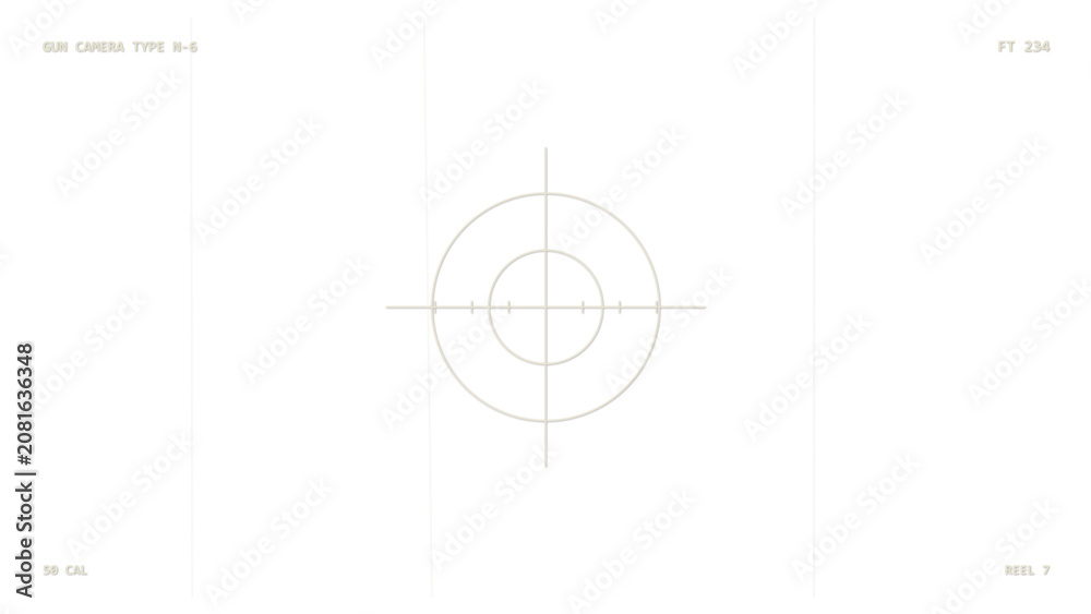 Αυτοκόλλητο WW2 fighter gun camera overlay with cross reticle rings, footage counter and ree