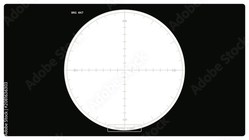 Obraz na plátně Submarine periscope view overlay with circular mask, bearing ring, mil ticks and