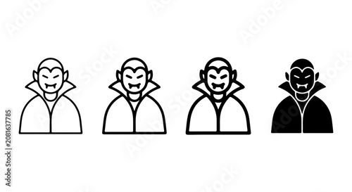 Billede på lærred Vampire Icons Set, Gothic Horror Character Avatars, Spooky Halloween Symbols, Ve