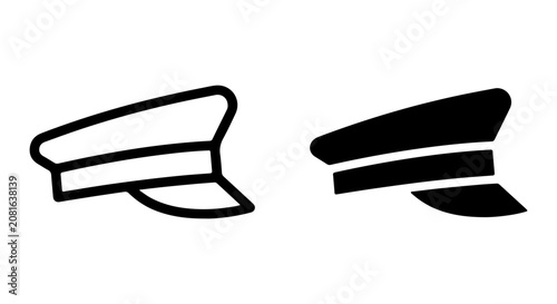 Bild auf Leinwand Captain Hat Icons, Uniform Cap Symbols, Nautical Headwear Vector Graphics