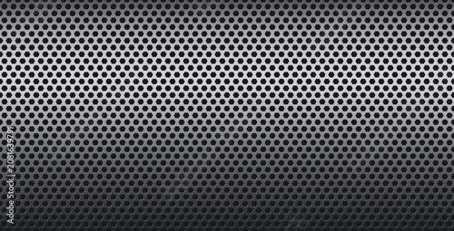 Fotografie Metal pattern perforated texture with black and white hex pattern background
