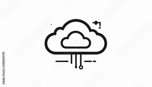 Cloud with rain and wind icon.
