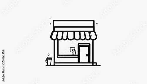 Simple coffee shop storefront with awning.