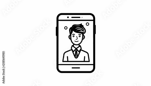 Man on phone screen profile picture.