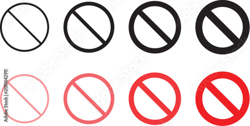 Foto Vector graphic of various colored prohibition signs on white background for desi
