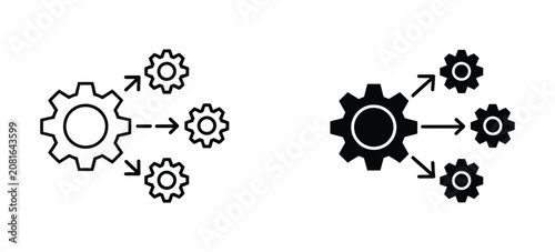 Automation scaling line and solid icon set, editable stroke, ui interface design, vector collection