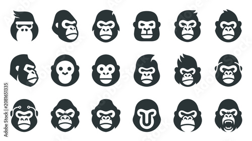 Photography Collection of gorilla face icons.