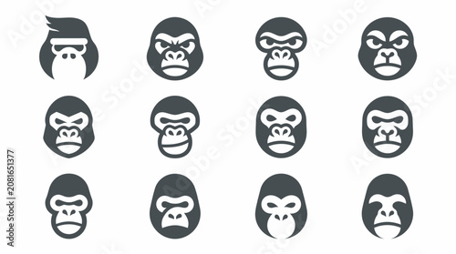Photos Collection of gorilla face icons.