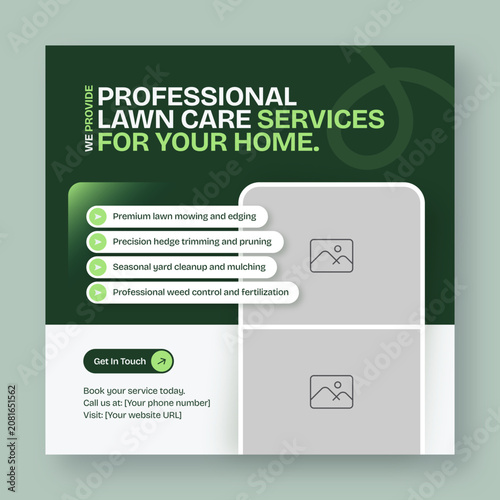 Professional Lawn Care Services Social Media Post Template