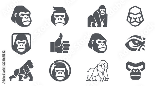 Canvas Print Gorilla icons and symbols set.