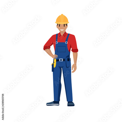 Flat vector illustration of construction worker