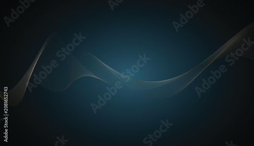 Vector abstract luxury dark blue background with elegant golden wavy lines, flowing gold wave pattern for premium corporate banner, sophisticated technology or finance design.