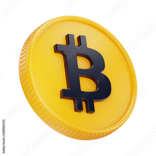 Bitcoin BTC Cryptocurrency Coin 3D Render Illustration