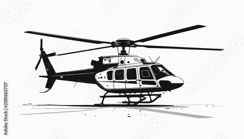 Foto A helicopter with large rotor blades.