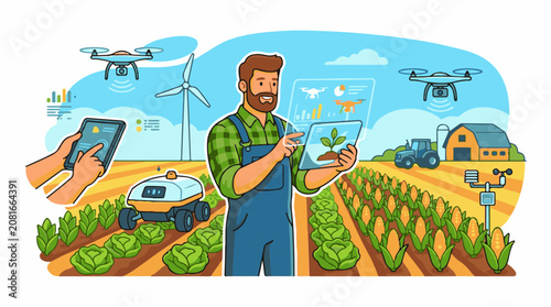 Farmer uses tablet and drone for advanced field management
