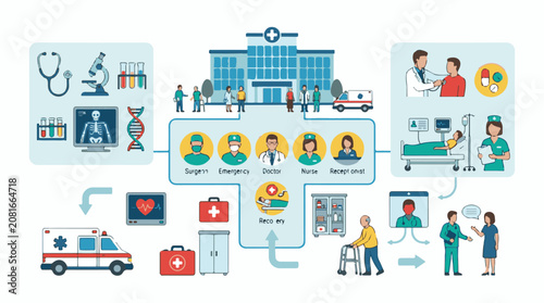 Hospital services and patient journey from emergency to recovery