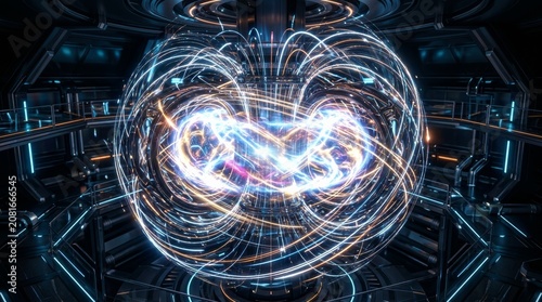 Futuristic Nuclear Fusion Reactor Core with Plasma Energy Field